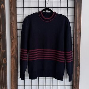 Navy and Red Striped Men's Sweater